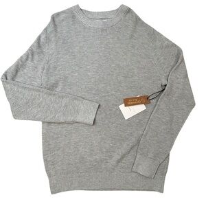 Precedent LA Men’s Crewneck Cashmere Blend Waffle Knit Gray Sweater M NWT